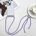 For iPhone 15 Plus MagSafe Magnetic PC + TPU Phone Case with Lanyard(Purple Blue Apricot)