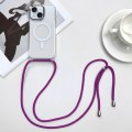 For iPhone 15 MagSafe Magnetic PC + TPU Phone Case with Lanyard(Rose Purple)