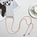 For iPhone 14 Plus MagSafe Magnetic PC + TPU Phone Case with Lanyard(Pink Gold)