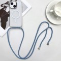 For iPhone 14 MagSafe Magnetic PC + TPU Phone Case with Lanyard(Grey Blue)