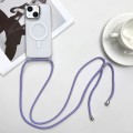 For iPhone 14 MagSafe Magnetic PC + TPU Phone Case with Lanyard(Purple Blue Apricot)