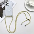 For iPhone 14 Pro MagSafe Magnetic PC + TPU Phone Case with Lanyard(Yellow Pink Grey)