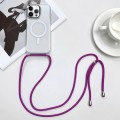 For iPhone 14 Pro MagSafe Magnetic PC + TPU Phone Case with Lanyard(Rose Purple)
