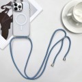 For iPhone 14 Pro MagSafe Magnetic PC + TPU Phone Case with Lanyard(Grey Blue)