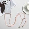 For iPhone 14 Pro Max MagSafe Magnetic PC + TPU Phone Case with Lanyard(Pink Gold)