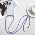 For iPhone 14 Pro Max MagSafe Magnetic PC + TPU Phone Case with Lanyard(Purple Blue Apricot)