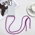 For iPhone 12 MagSafe Magnetic PC + TPU Phone Case with Lanyard(Rose Purple)