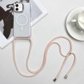 For iPhone 12 MagSafe Magnetic PC + TPU Phone Case with Lanyard(Pink Gold)