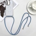 For iPhone 12 MagSafe Magnetic PC + TPU Phone Case with Lanyard(Grey Blue)