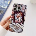 For iPhone 15 Pro Max Precise Hole Oil Painting Glossy PC Phone Case(Newspaper)