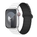 For Apple Watch SE 2023 44mm I-Shaped Magnetic Silicone Watch Band(White Black)