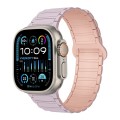 For Apple Watch Ultra 2 49mm I-Shaped Magnetic Silicone Watch Band(Light Purple Pink)