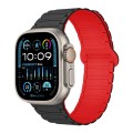 For Apple Watch Ultra 2 49mm I-Shaped Magnetic Silicone Watch Band(Black Red)