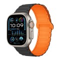 For Apple Watch Ultra 2 49mm I-Shaped Magnetic Silicone Watch Band(Black Orange)