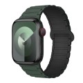 For Apple Watch Series 9 45mm I-Shaped Magnetic Silicone Watch Band(Dark Teal Black)