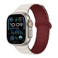 For Apple Watch Ultra 49mm I-Shaped Magnetic Silicone Watch Band(Starlight Wine Red)