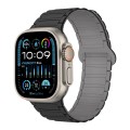 For Apple Watch Ultra 49mm I-Shaped Magnetic Silicone Watch Band(Black Gray)