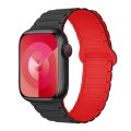 For Apple Watch Series 8 41mm I-Shaped Magnetic Silicone Watch Band(Black Red)