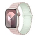 For Apple Watch SE 2022 44mm I-Shaped Magnetic Silicone Watch Band(Pink Mint)