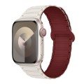 For Apple Watch Series 7 41mm I-Shaped Magnetic Silicone Watch Band(Starlight Wine Red)