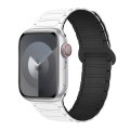 For Apple Watch Series 5 44mm I-Shaped Magnetic Silicone Watch Band(White Black)