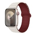 For Apple Watch Series 5 40mm I-Shaped Magnetic Silicone Watch Band(Starlight Wine Red)