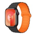 For Apple Watch Series 5 40mm I-Shaped Magnetic Silicone Watch Band(Black Orange)