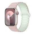 For Apple Watch Series 4 44mm I-Shaped Magnetic Silicone Watch Band(Pink Mint)