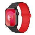 For Apple Watch Series 3 42mm I-Shaped Magnetic Silicone Watch Band(Black Red)