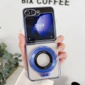 For Samsung Galaxy Z Flip3 5G Plating Fold MagSafe Rotating Holder PC Shockproof Phone Case(Blue)