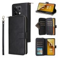 For Xiaomi Redmi Note 13 5G Global 9 Card Slots Zipper Wallet Bag Leather Phone Case(Black)
