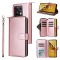 For Xiaomi Redmi Note 13 5G Global 9 Card Slots Zipper Wallet Bag Leather Phone Case(Rose Gold)