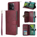 For Xiaomi Redmi Note 13 Pro 5G Global 9 Card Slots Zipper Wallet Bag Leather Phone Case(Wine Red)