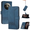 For Realme 12+ 5G Global Cubic Skin Feel Flip Leather Phone Case(Blue)