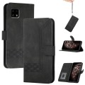 For Sharp Aquos sense4 4G/5G/Sense4 Lite Cubic Skin Feel Flip Leather Phone Case(Black)