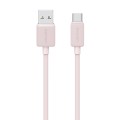 USAMS US-SJ688 USB to USB-C / Type-C 3A Striped Fast Charge Data Cable, Length:1m(Pink)