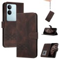 For vivo V29 5G Global/V29 Pro Cubic Skin Feel Flip Leather Phone Case(Brown)