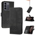 For vivo V27 5G Global/V27 Pro 5G Global Cubic Skin Feel Flip Leather Phone Case(Black)
