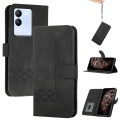 For vivo V30 Lite 5G Global Cubic Skin Feel Flip Leather Phone Case(Black)