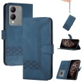 For vivo Y17s 4G Global/Y28 5G India Cubic Skin Feel Flip Leather Phone Case(Blue)