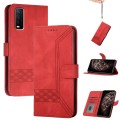 For vivo Y20a/Y20g/Y12a Cubic Skin Feel Flip Leather Phone Case(Red)