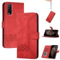 For vivo Y30 4G Global Cubic Skin Feel Flip Leather Phone Case(Red)