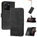 For vivo Y22 4G Global/Y77 5G Global Cubic Skin Feel Flip Leather Phone Case(Black)