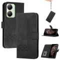 For vivo Y27 4G Global Cubic Skin Feel Flip Leather Phone Case(Black)
