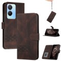 For vivo Y56 5G Global/Y16 4G Global Cubic Skin Feel Flip Leather Phone Case(Brown)
