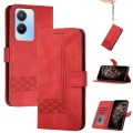 For vivo Y02s 4G Global Cubic Skin Feel Flip Leather Phone Case(Red)