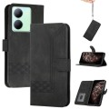 For vivo Y36 5G Global/Y36 4G Global Cubic Skin Feel Flip Leather Phone Case(Black)