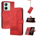 For vivo Y27s 4G Global Cubic Skin Feel Flip Leather Phone Case(Red)