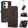 For vivo Y100 5G Global Cubic Skin Feel Flip Leather Phone Case(Brown)