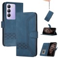 For vivo Y100 5G IDN/Y200e 5G Global Cubic Skin Feel Flip Leather Phone Case(Blue)
